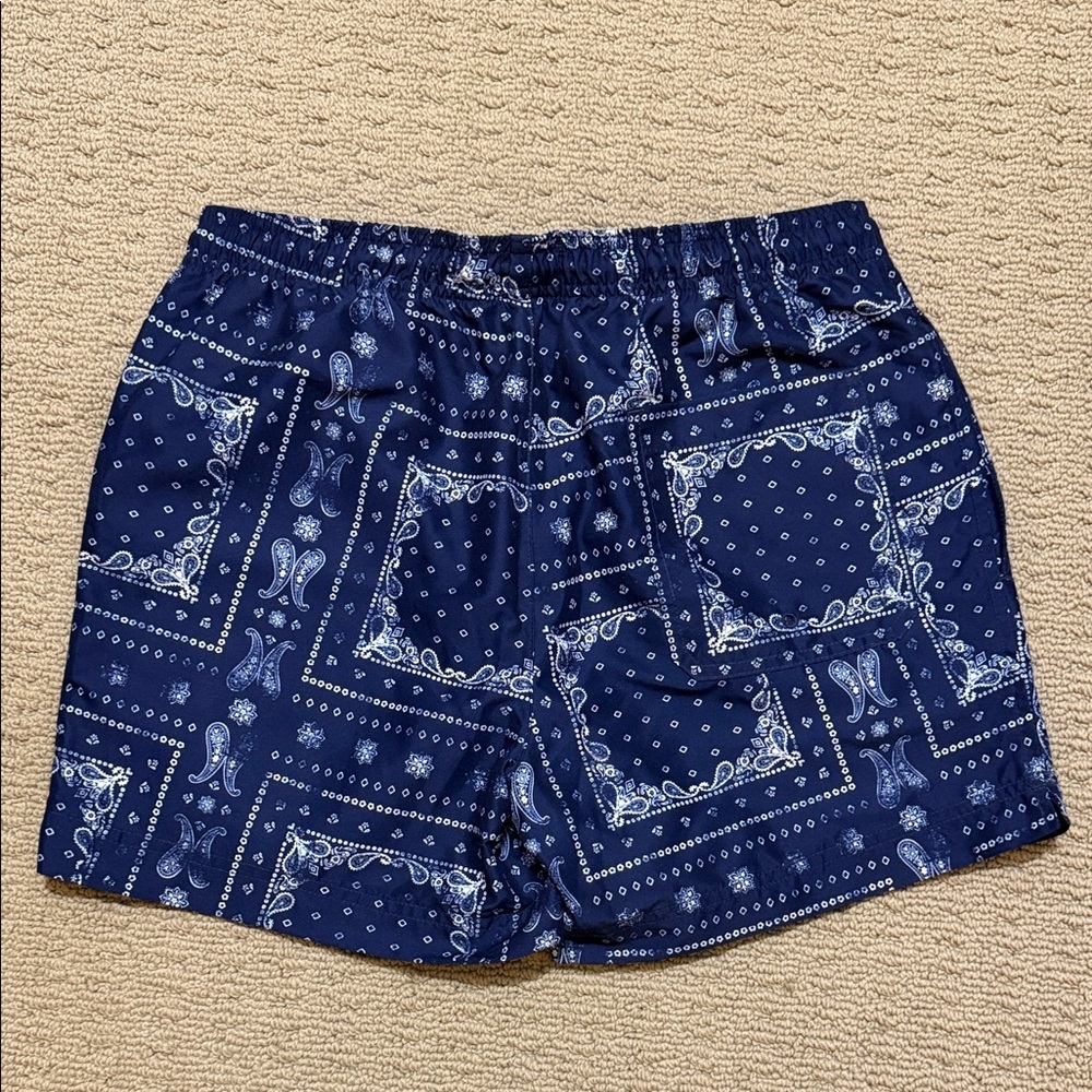 PacSun Men’s Navy Bandana Paisley Print Swim Trunks, Size Small. - Picture 2 of 12